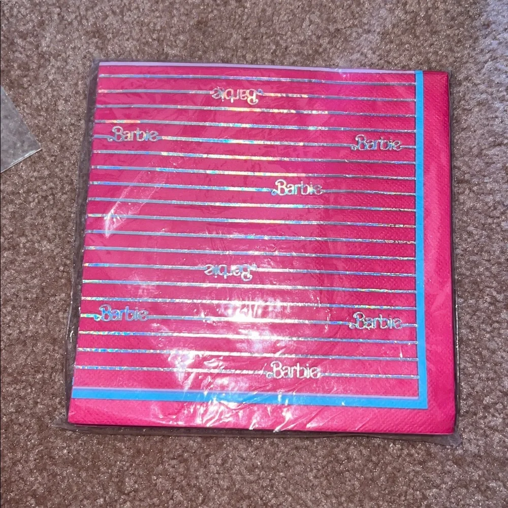 NWT 25pc Lets Go Party Barbie banner plates & napkins